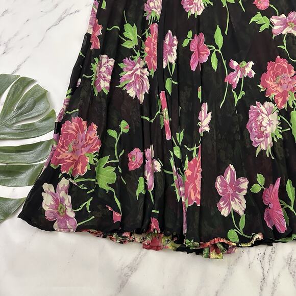 Coldwater Creek Vintage y2k Reversible Midi Skirt Size XL P Black Pink Floral - Picture 9 of 16